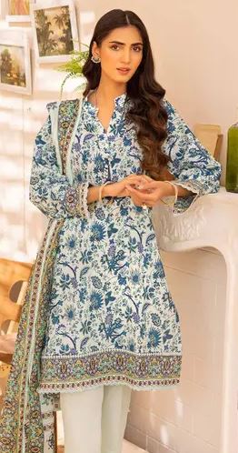 3PC Printed Lawn Unstitched Suit 